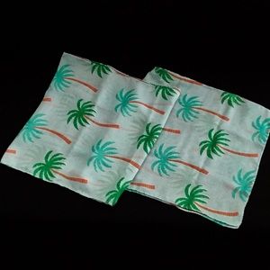 NWT. Scarf,  PALM TREES on light aqua